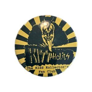 Vintage Kiss / Kissaholics The Kiss Kollectos / Collectors Fan Club Pin Pinback